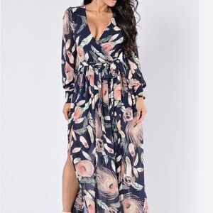 Fashion Nova Navy Floral Dress